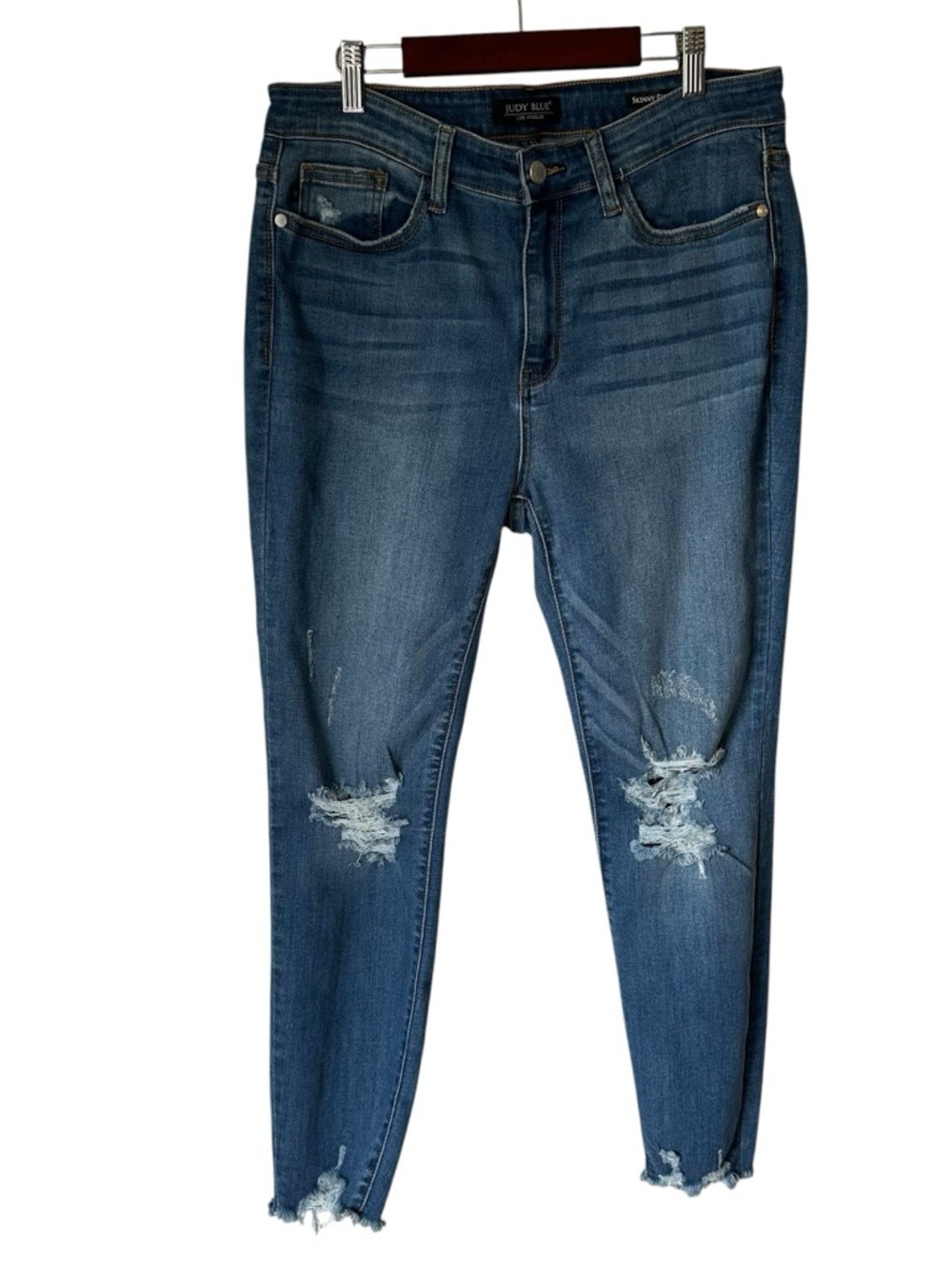 Judy Blue Skinny Fit Distressed Jeans Women’s Size 11/30 Stretch Denim - Picture 3 of 9